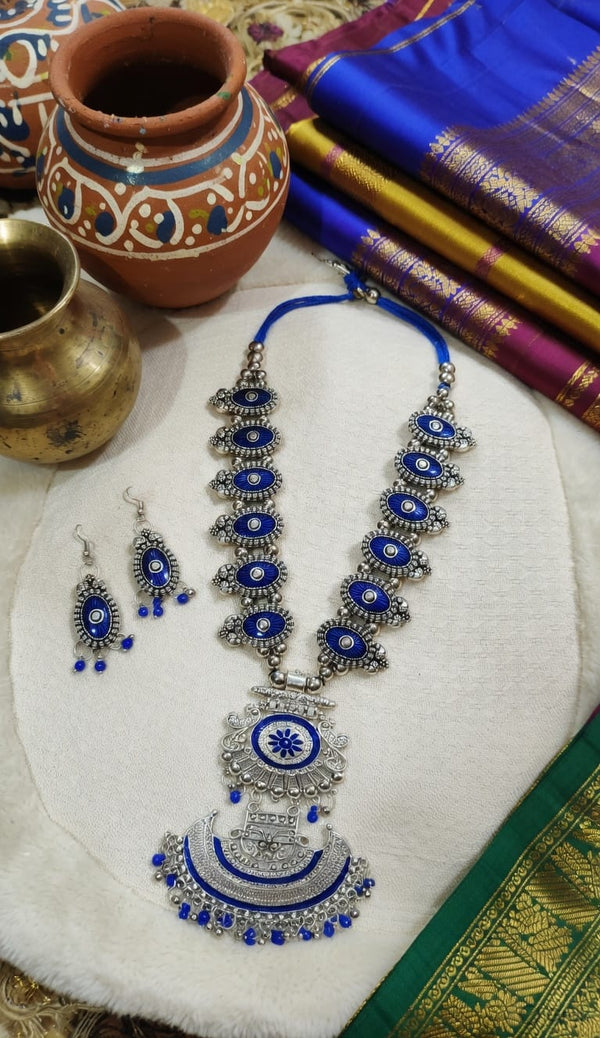 Oceanic Oxidized Charm Necklace Set