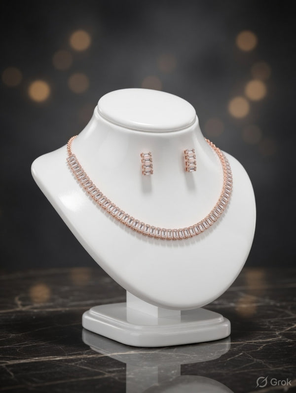 Rose Gold AD Elegance Necklace Set-01