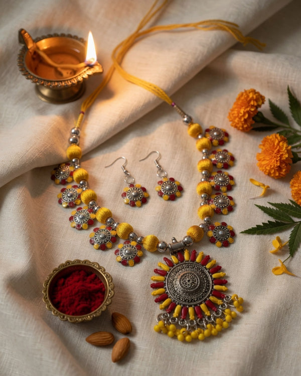 Sunflower Charm Handmade Necklace Set
