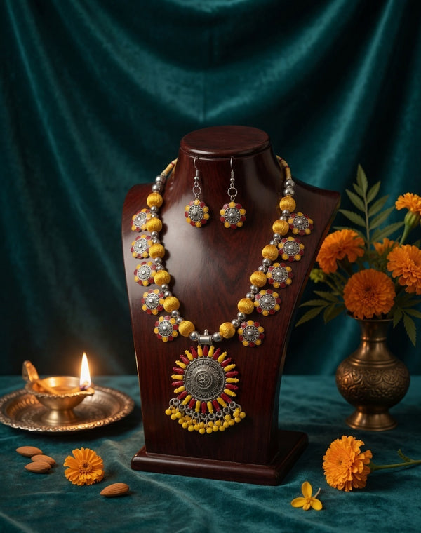 Sunflower Charm Handmade Necklace Set
