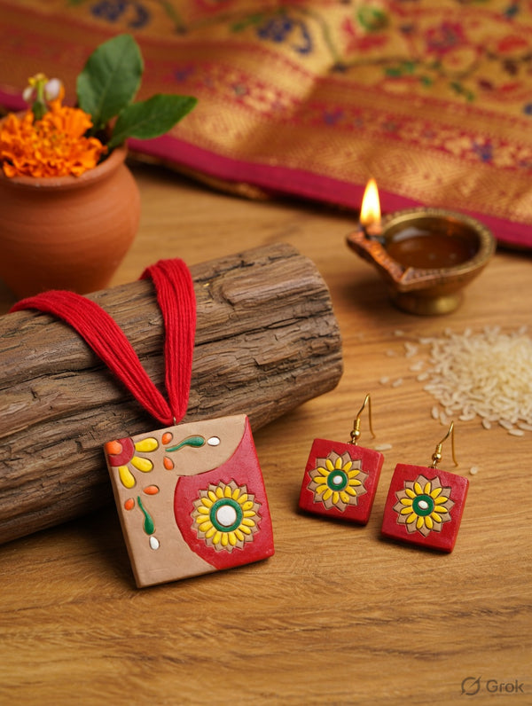 Terracotta Blossom Necklace Set